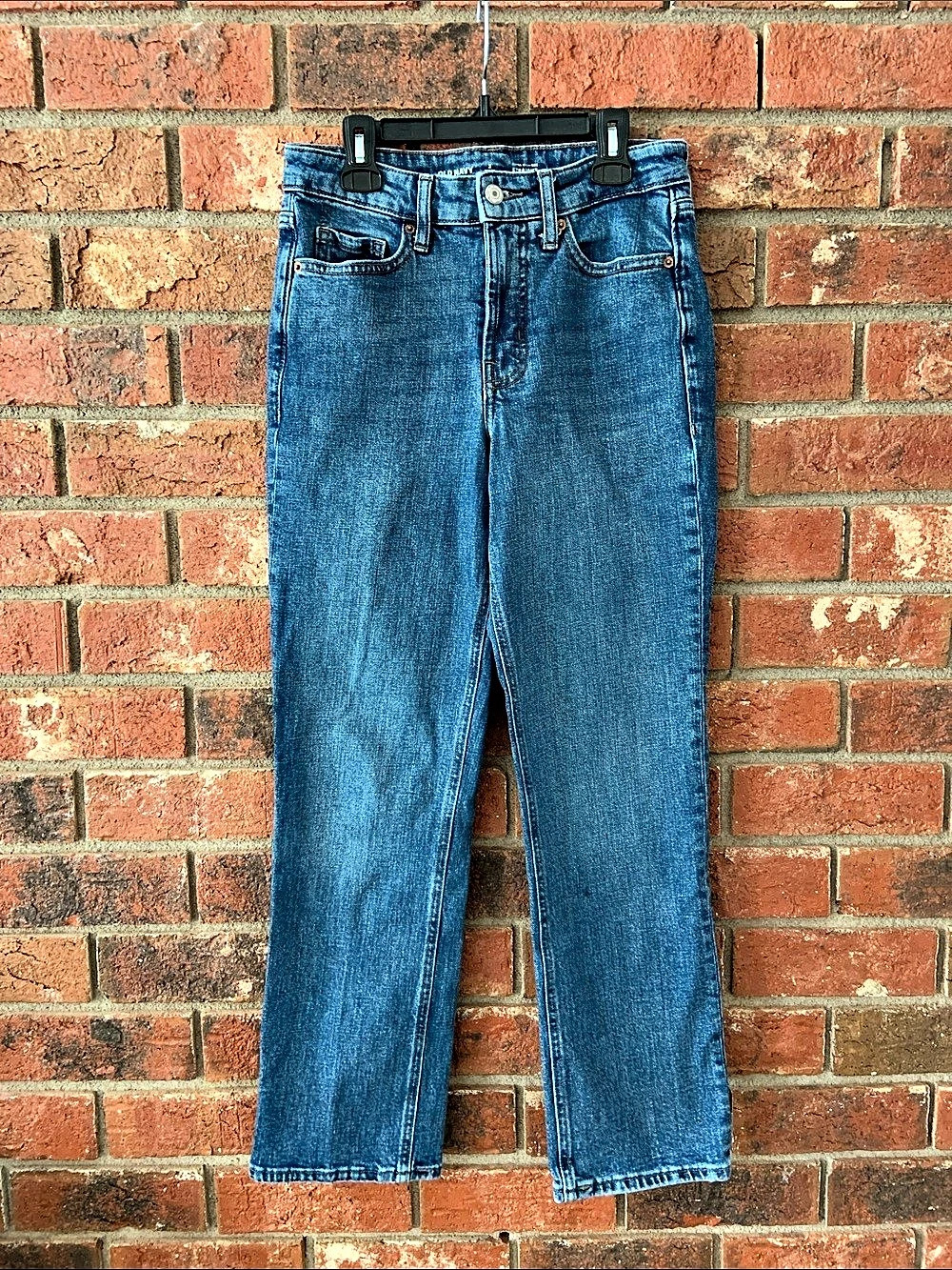 Old Navy Extra High-Rise Straight Blue Jeans Size 2 Petite Like New